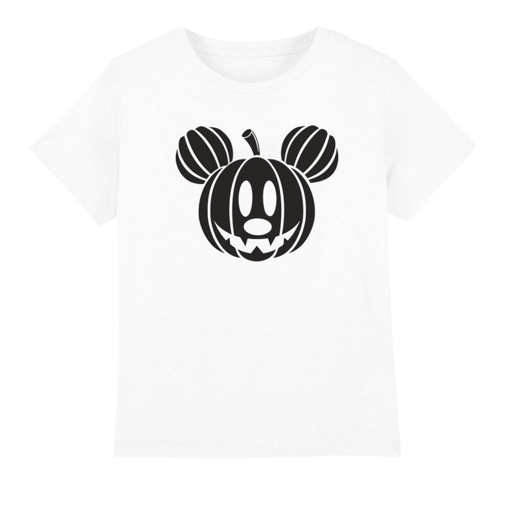 (12-13 Years, White) Disney Childrens/Kids Mickey Mouse Pumpkin Head T-Shirt