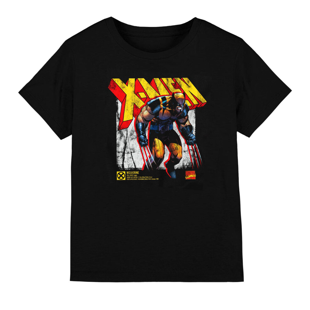 (7-8 Years, Black) Marvel Childrens/Kids X-Men Wolverine Infographic T-Shirt