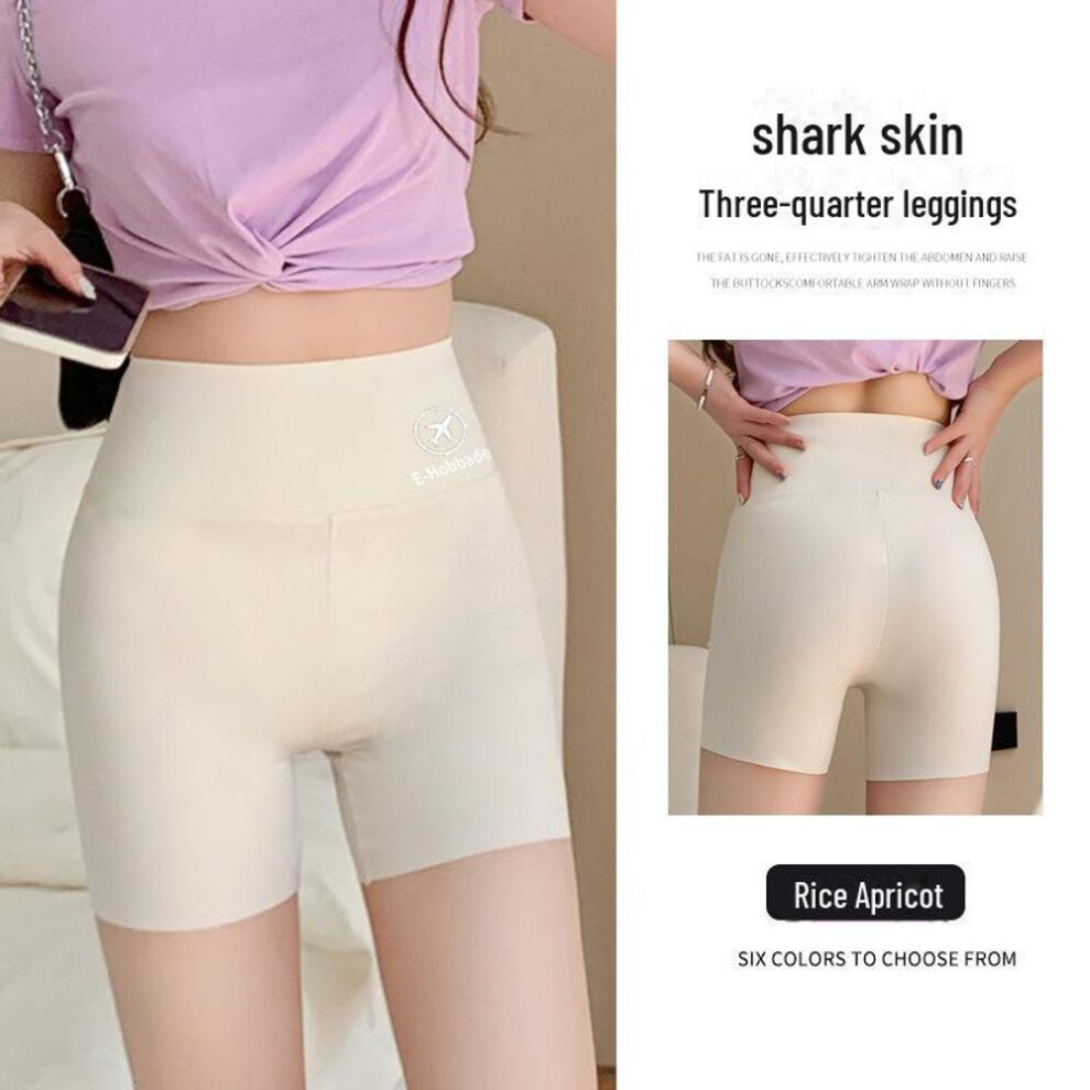 (beige, L (105-130 jin)) High-Waist Tummy Control Yoga Shorts for Women - Summer Edition