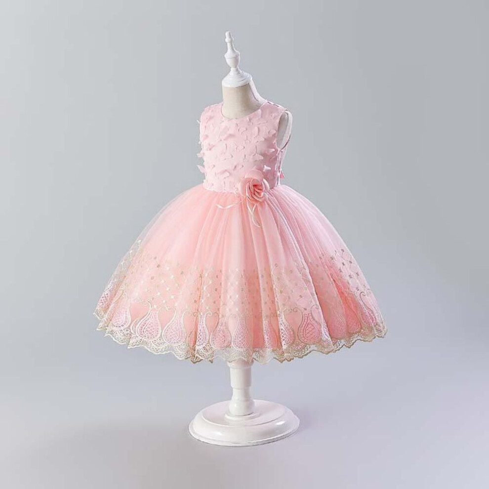 (pink, 120 cm) Summer Girls’ Princess Dress for Performance and Catwalk