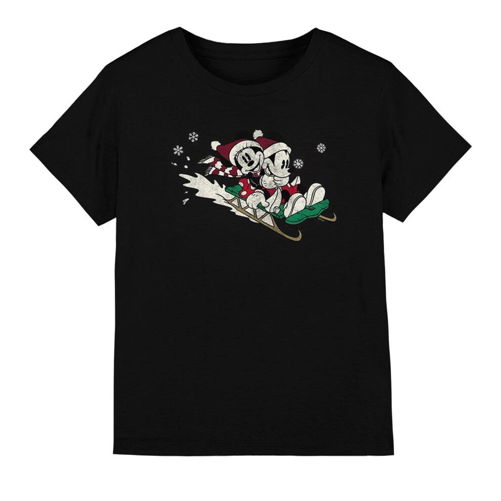 Disney Childrens/Kids Sledding For Christmas Mickey & Minnie Mouse T-Shirt-image-OPC-PFXPZNC-NEW