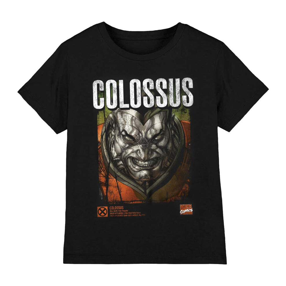 (7-8 Years, Black) Marvel Childrens/Kids X-Men Colossus Infographic T-Shirt