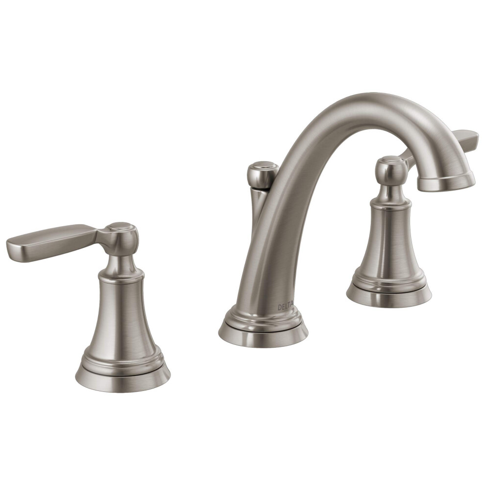 Photos - Tap Delta Faucet Woodhurst Widespread Bathroom Faucet Brushed Nickel Bathroom Faucet 3 Hole Bathroom Sink Faucet Metal Drain Ass