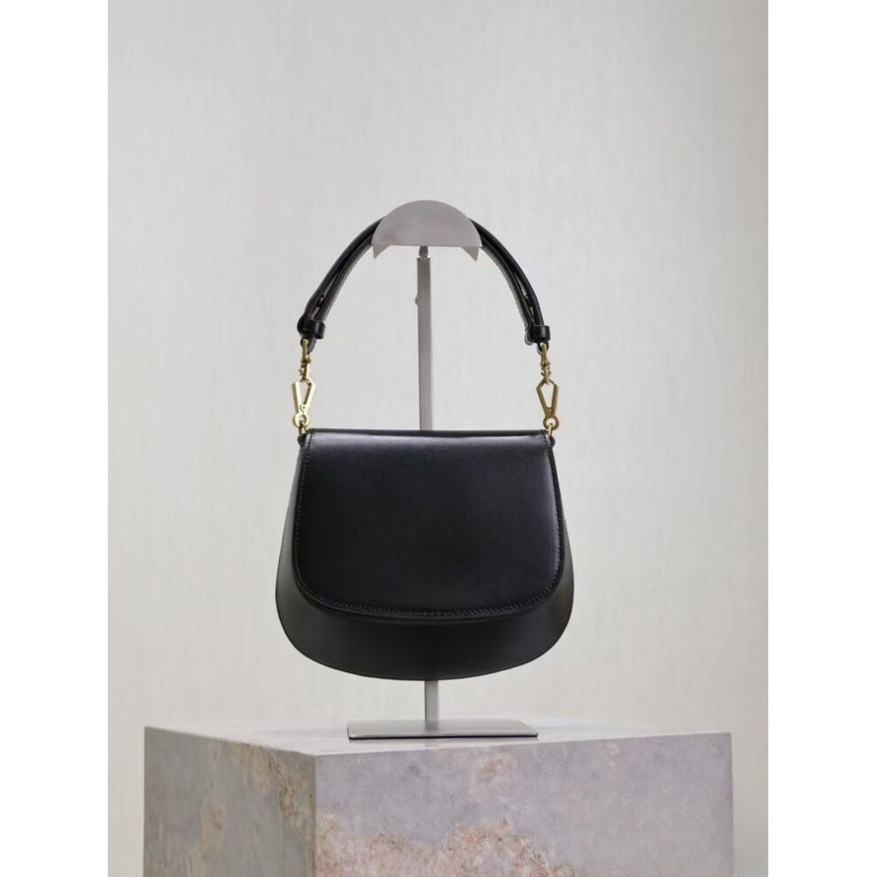 (black, 23*7*20cm) Yang Shulin Elegant 2024 Tofu Saddle Bag - Chic Light Luxury Women's Shoulder Bag