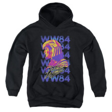 Trevco Sportswear WWM157-YFTH-1 Wonder Woman 84 & WW84 Repeat Youth Hooded Sweatshirt, Black - Small