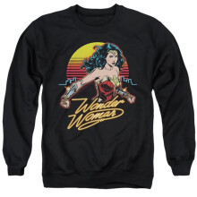 Trevco Sportswear WWM160B-AS-2 Wonder Woman 84 Skyline Adult Crewneck Sweatshirt, Black - Medium