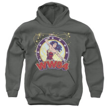 Trevco Sportswear WWM165B-YFTH-2 Wonder Woman 84 Lasso Star Youth Hooded Sweatshirt, Charcoal - Medium