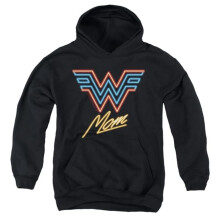 Trevco Sportswear WWM183-YFTH-1 Wonder Woman 84 Wonder Mom Neon Youth Hooded Sweatshirt, Black - Small