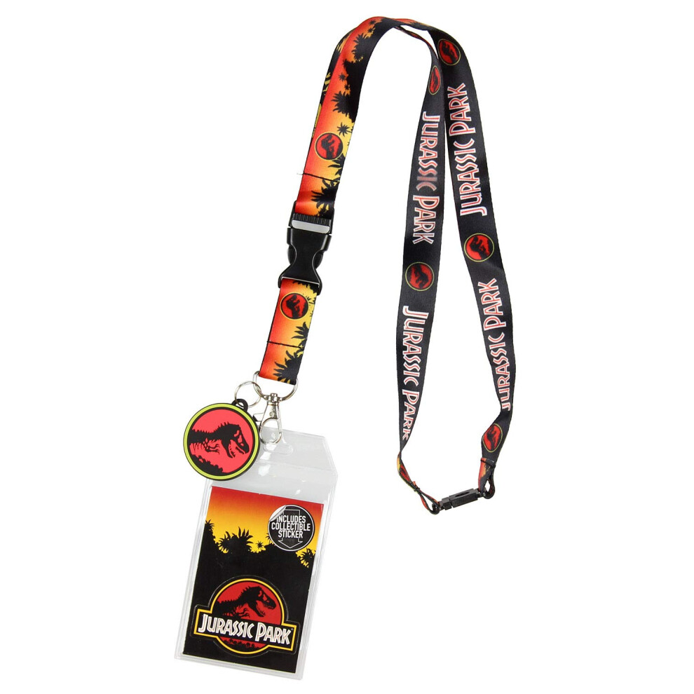 Jurassic Park Logo Lanyard Keychain ID Holder Logo Rubber Charm and St
