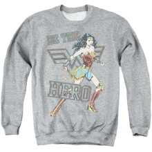 Trevco Sportswear WWM186-AS-4 Wonder Woman 84 Be The Hero Adult Crewneck Sweatshirt, Athletic Heather - Extra Large