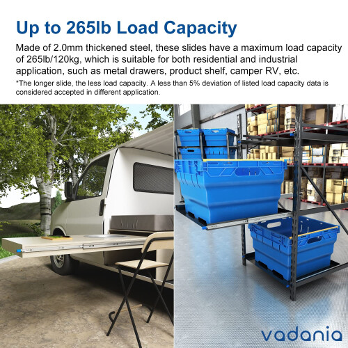 VADANIA 28" Βαρέως Τύπου Ράγες Συρταριών με Κλείδωμα #VD2053, 2" Πλάτος 187lb Φορτίο 2
