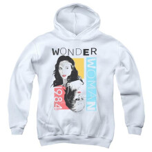 Trevco Sportswear WWM268-YFTH-2 Wonder Woman 84 Color Blocks Youth Hooded Sweatshirt, White - Medium