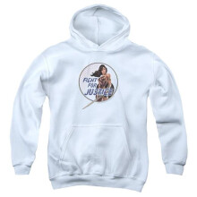 Trevco Sportswear WWM102-YFTH-2 Wonder Woman Movie Fight for Justice Youth Hooded Sweatshirt, White - Medium