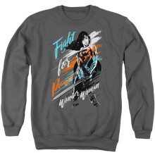 Trevco Sportswear WWM115-AS-6 Wonder Woman Movie Fight for Peace Adult Crewneck Sweatshirt, Charcoal - 3X
