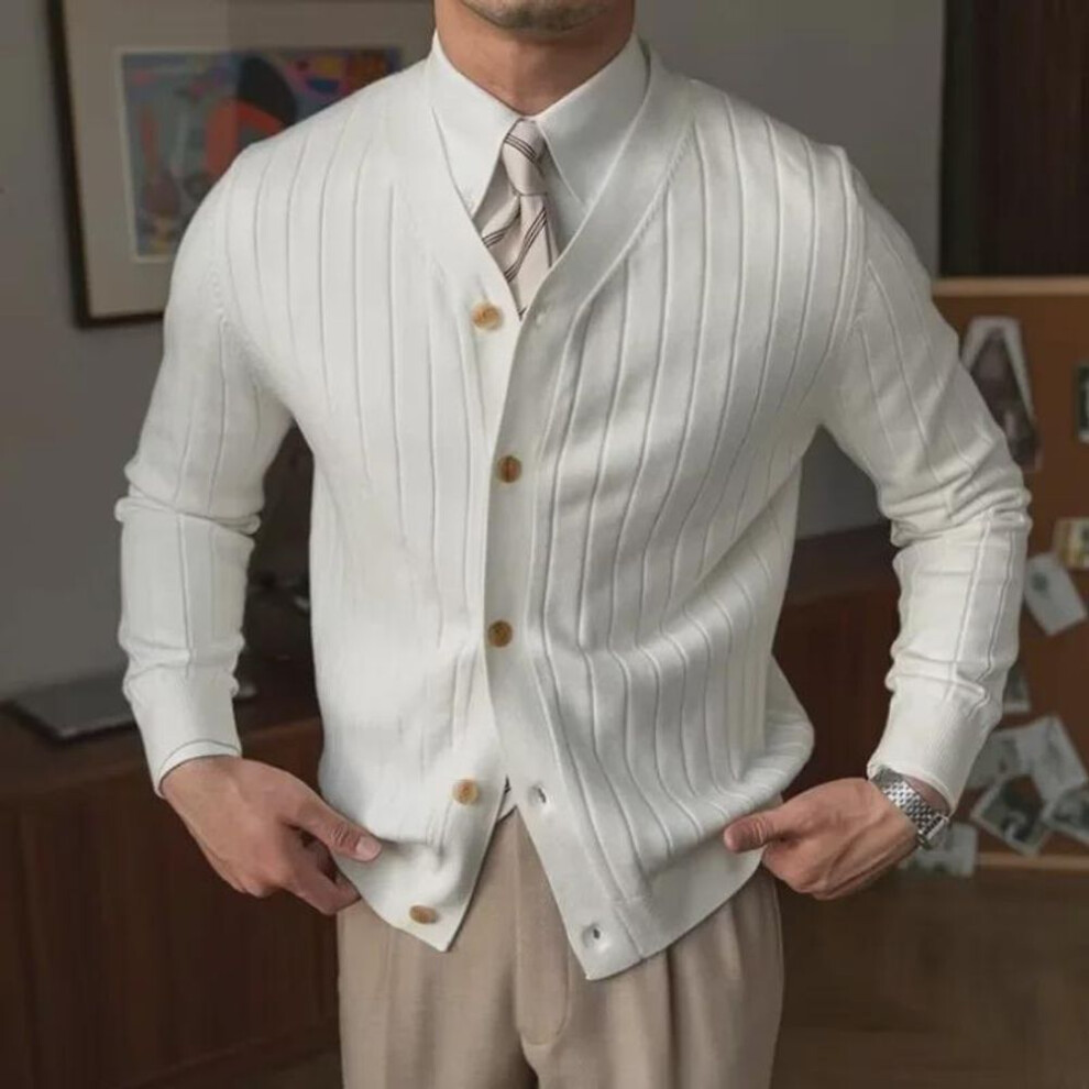 (beige, L) "2025 Men's Spring/autumn Business Casual Cardigan Sweater