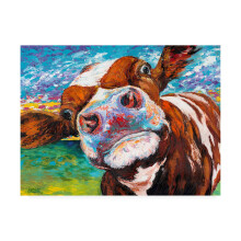 Carolee Vitalettin tavaramerkkiteos 'Utelias lehm I', canvas-taulu, 18x24