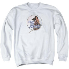 Trevco Sportswear WWM102-AS-3 Wonder Woman Movie Fight for Justice Adult Crewneck Sweatshirt, White - Large