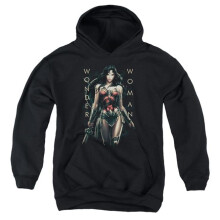 Trevco Sportswear WWM107-YFTH-2 Wonder Woman Movie Armed & Dangerous Youth Hooded Sweatshirt, Black - Medium