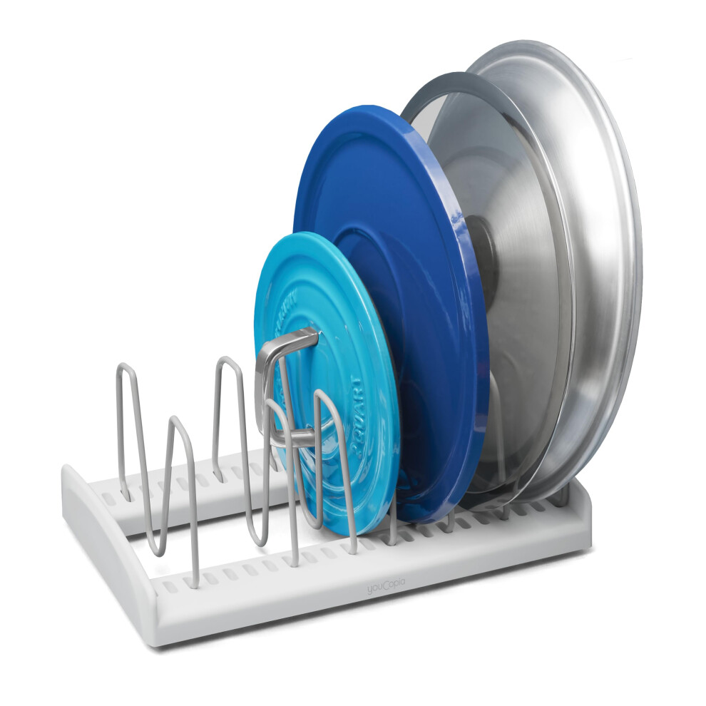Youcopia Storemore Adjustable Pot Lid Organizer Standard White