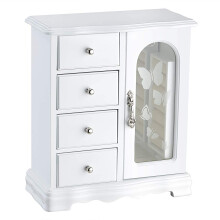 RR ROUND RICH DESIGN Jewelry Box - Made of Solid Wood with 4 Drawers O