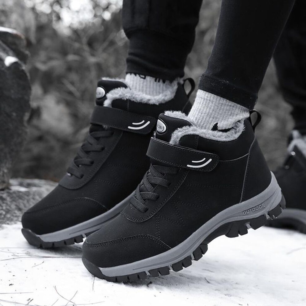 (black, Size 45) "Winter Waterproof Cotton Shoes for Elderly—Warm, Velvet-Lined Snow Boots for Men and Women Walking in Winter