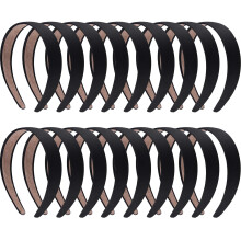 SIQUK 18 Pezzi Fasce in Satin Nero 1 Pollice Non-slip per Capelli