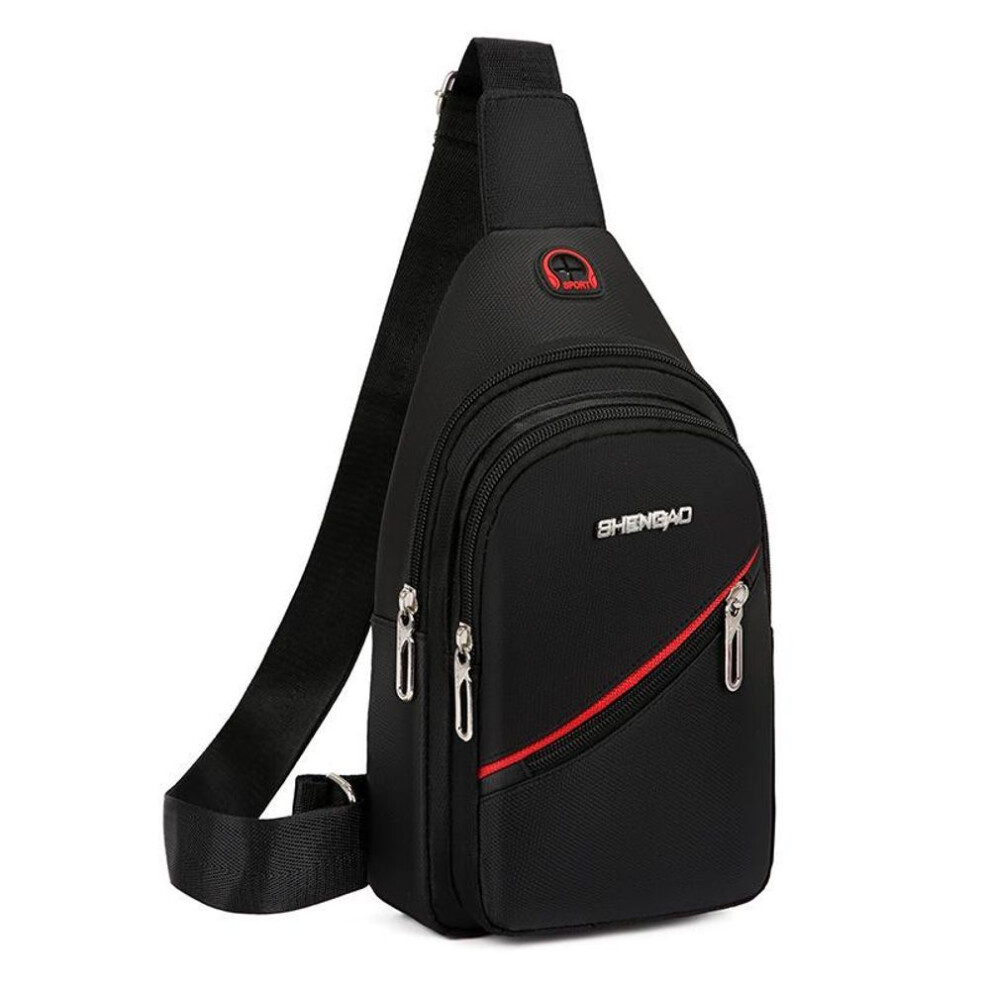 (black) Men's Waterproof Nylon Chest Bag: Stylish Korean Mini Messenger, Casual Small Shoulder Bag