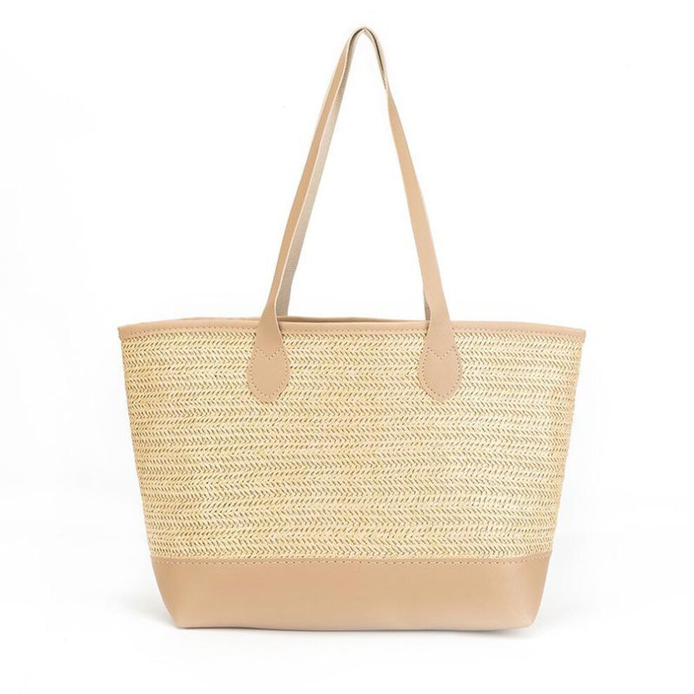 (khaki) "2022 Women's Large Straw Woven Tote Bag - All-match Simple Shoulder & Handheld Beach Bag