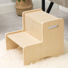 WOOD CITY Tritthocker fr Kleinkinder aus Holz fr Kinder, Badezimmer, Tpfchenhocker und Kchenhocker, natrlicher Hocker mit zwei Stufen fr Schlaf