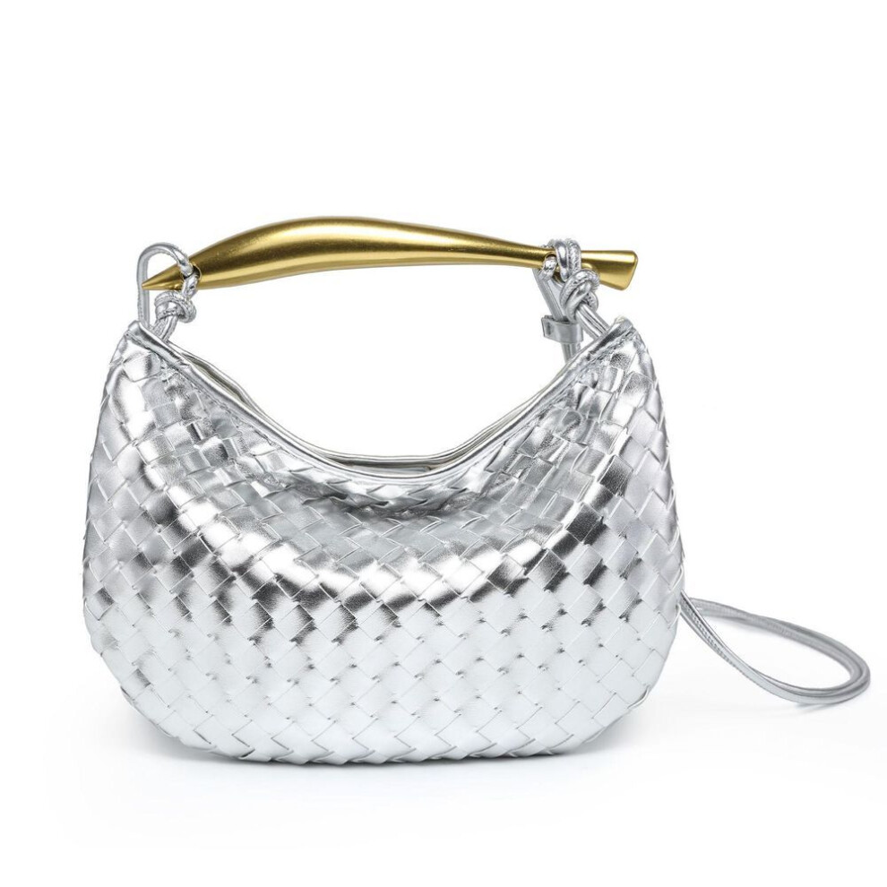(silver) Trendy Woven Sardine Dumpling Tote Bag - New Style Shoulder Bag