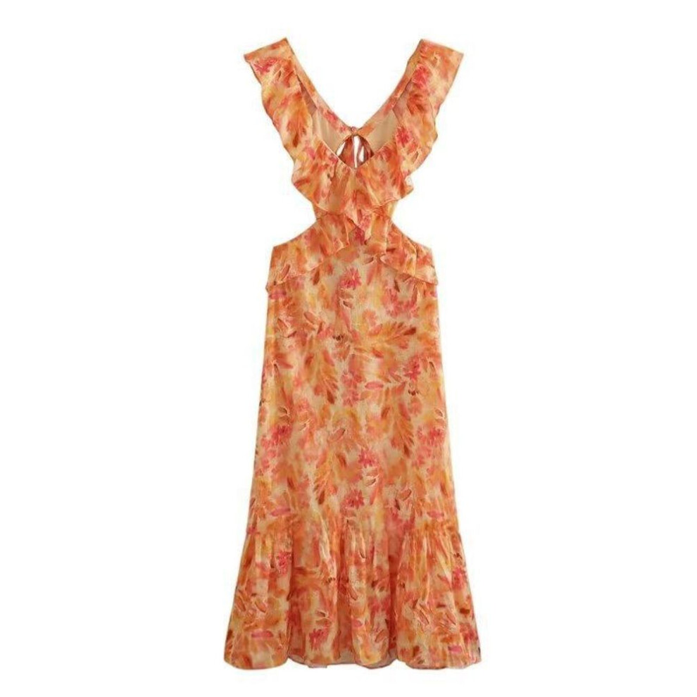 (Large) "2024 Women's European & American Style Layered Decorative Midi Summer Dress