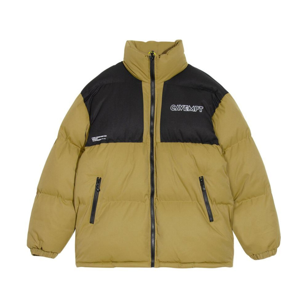 (khaki, Extra Large) "unisex Ce Thickened Hot Glue Logo Spliced Cotton Jacket - 2022 Fall/winter Collection
