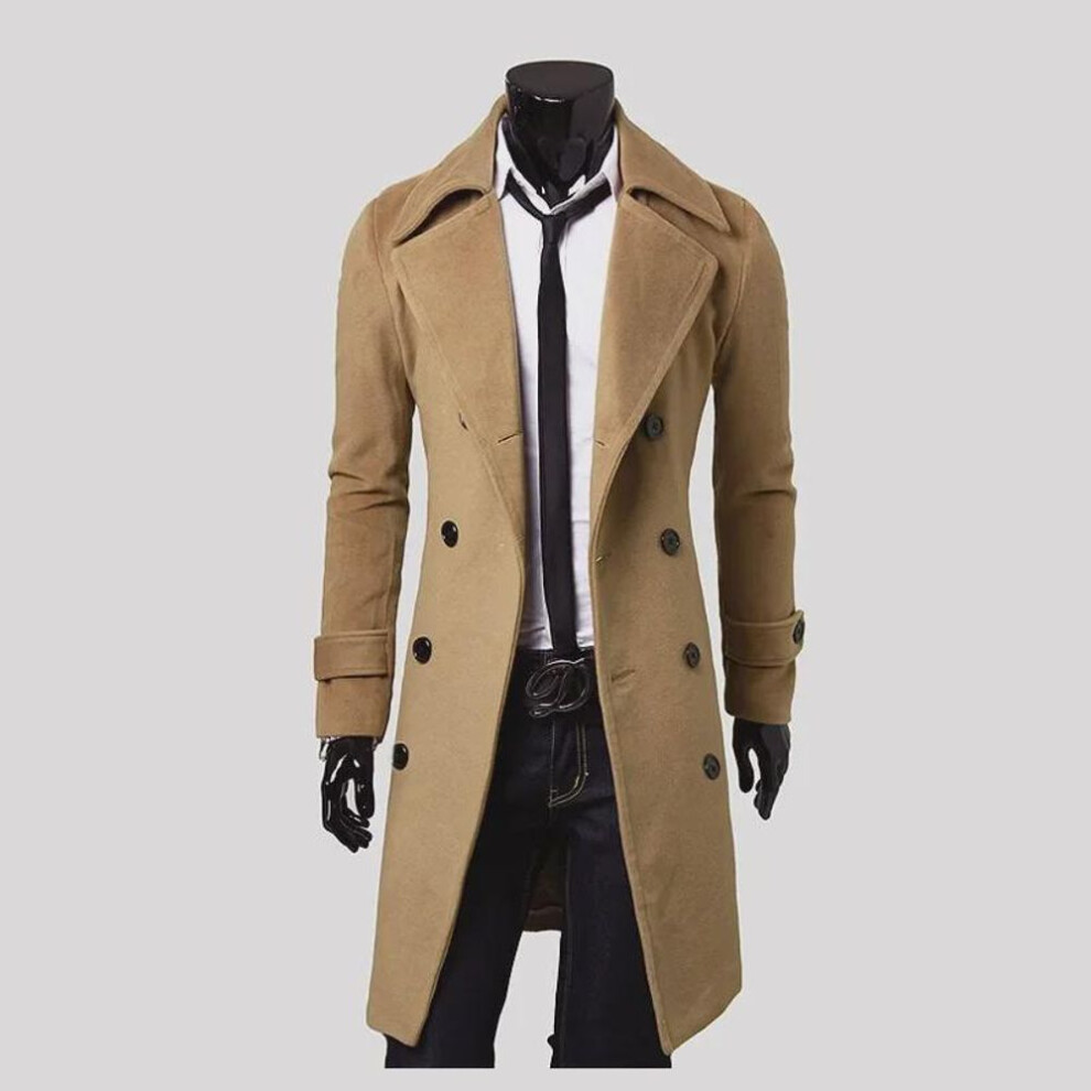 (camel, M) Men's Luxury Double-breasted Wool Coat (m-xxxl)