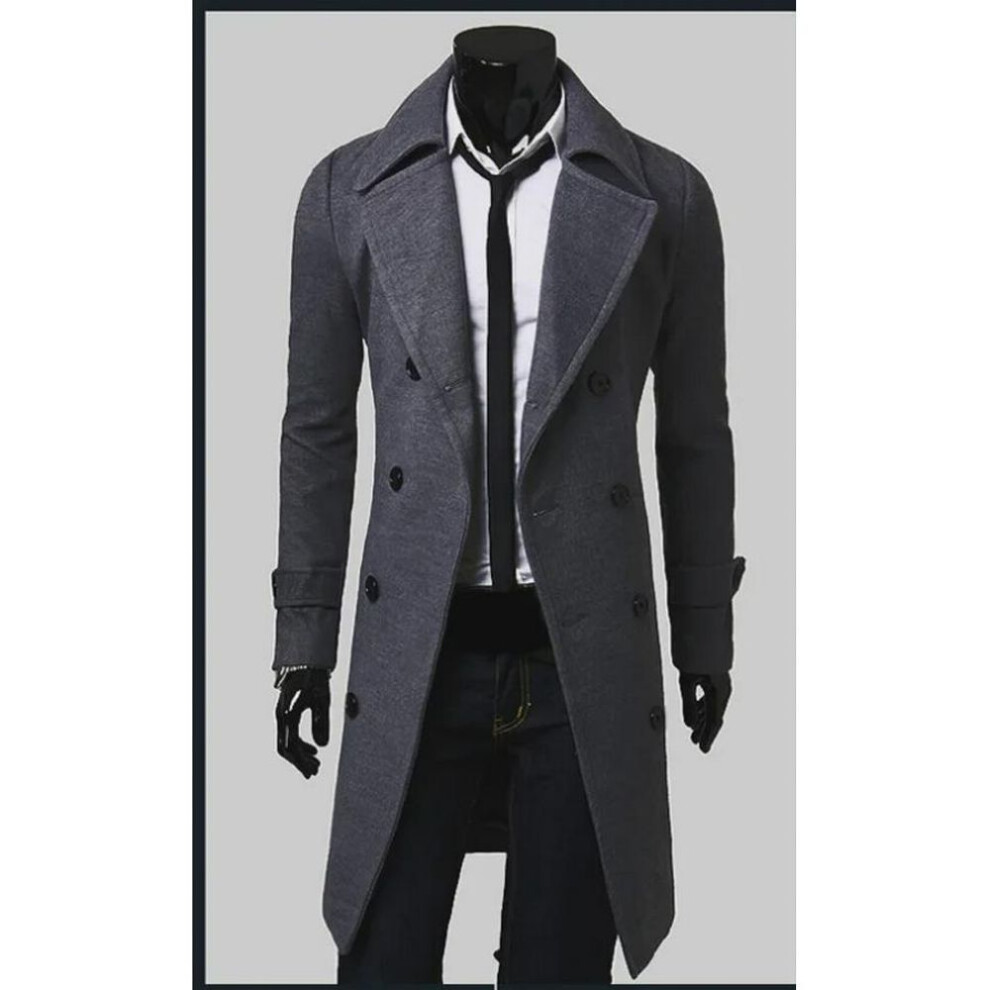(gray, XL) Men's Luxury Double-breasted Wool Coat (m-xxxl)