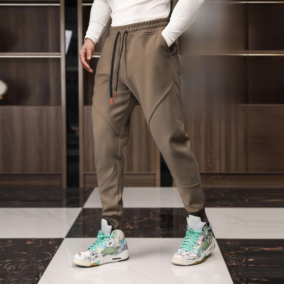 (coffee, L) "Men's Winter Casual Sports Pants: Loose-Fit, Velvet-Lined, Warm Trousers for Outdoor Running