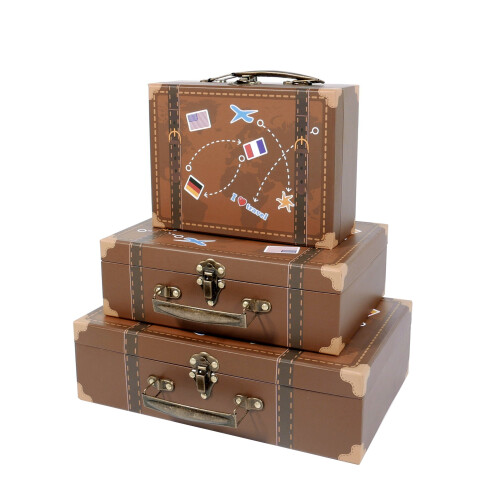Brocante Antieke Koffer Hutkoffer Bruin Leer | Mand | Landelijk