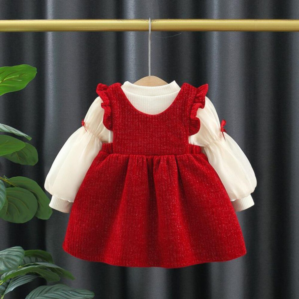 (wine red, 90 cm) "stylish Princess Skirt For Girls - Autumn/winter Children's Dress With Overall Skirt Design