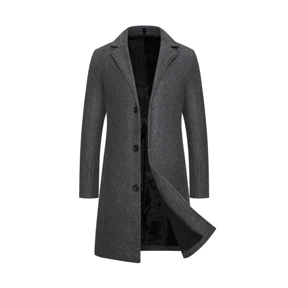 (dark gray, 2XL) 2023 Casual Single-breasted Wool Trench Coat – Long, Solid Color, Large Size, Hot-selling, Cross-border, Foreign Trade