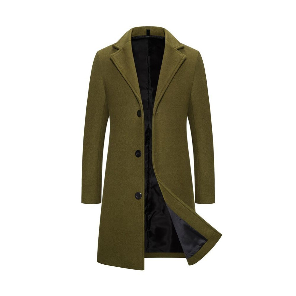 (army green, XL) 2023 Casual Single-Breasted Wool Trench Coat – Long, Solid Color, Large Size, Hot-Selling, Cross-Border, Foreign Trade