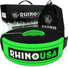 Rhino USA Recovery Tow Strap 4 x 30' - 40 320lb Break Strength - Emergency Recovery Strap Tow Rope for Diesel Trucks  Backhoe  Excavators & More - Hea