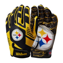 Wilson NFL Stretch Fit Football Gloves - Adult Pittsburgh Steelers