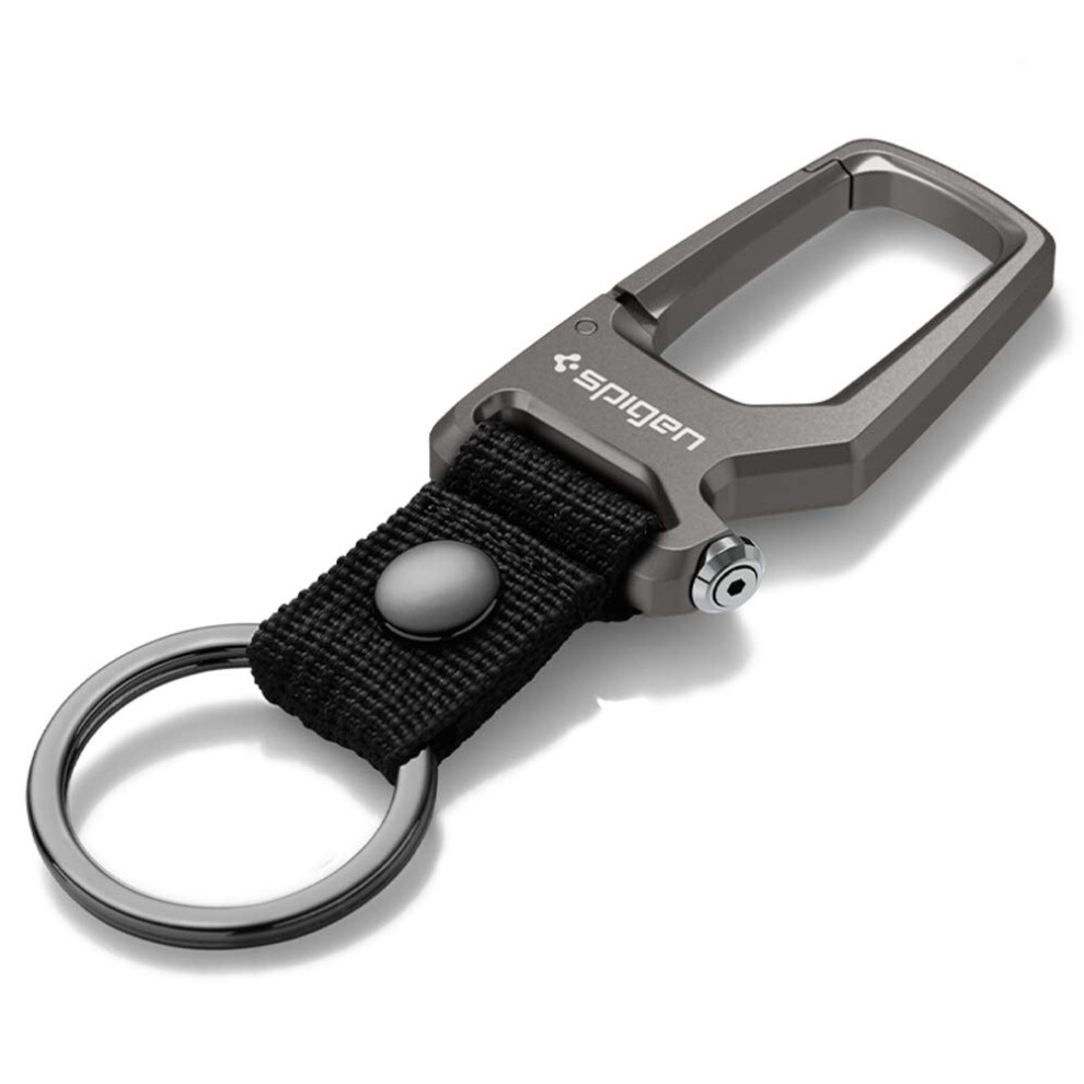 Spigen carabiner Key Ring clip  car Keychain clip  Bottle Opener Key chain Ring for Men and Women - gunmetal