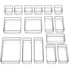 Organizator de sertare de 16 piese Smartake cu placu?e de silicon fara alunecare tava de depozitare pentru birou 5 dimensiuni pentru bijuterii de