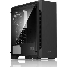Zalman S3 TG - ATX Mid Tower Computer PC Case - H?rmet glas sidepanel - 3 x 120 mm sag Fan Forinstalleret sort