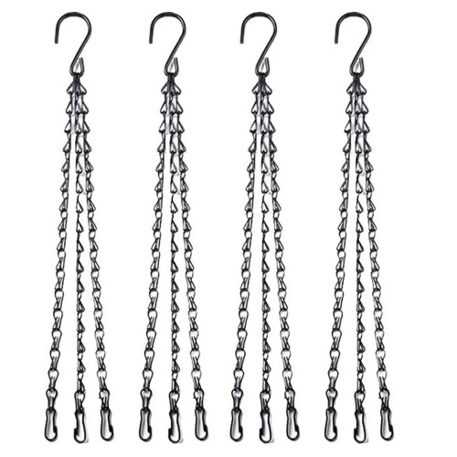 HHTHH 4pcs Corrente de Cesta Suspensa Preta de 18 Polegadas com Ganchos para Plantas e Lanternas