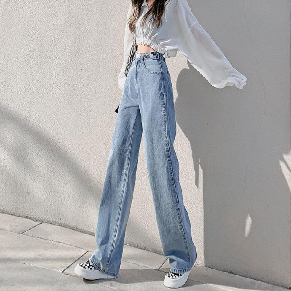 (light blue, 2XL) Women's 863 High Waist Straight Leg Jeans - Spring 2022, Light Wash, Slim-fit, Wide-leg Style
