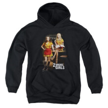 Trevco Sportswear WBT205-YFTH-1 2 Broke Girls Max & Caroline Youth Hooded Sweatshirt, Black - Small