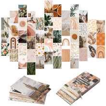 Yopyame 50-teiliges Boho-Wandcollage-Set, sthetische Bilder, Pfirsich/Blau/Pfirsich