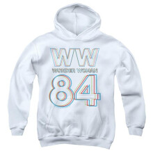 Trevco Sportswear WWM170B-YFTH-4 Wonder Woman 84 3D Hype Logo Youth Hooded Sweatshirt, White - Extra Large