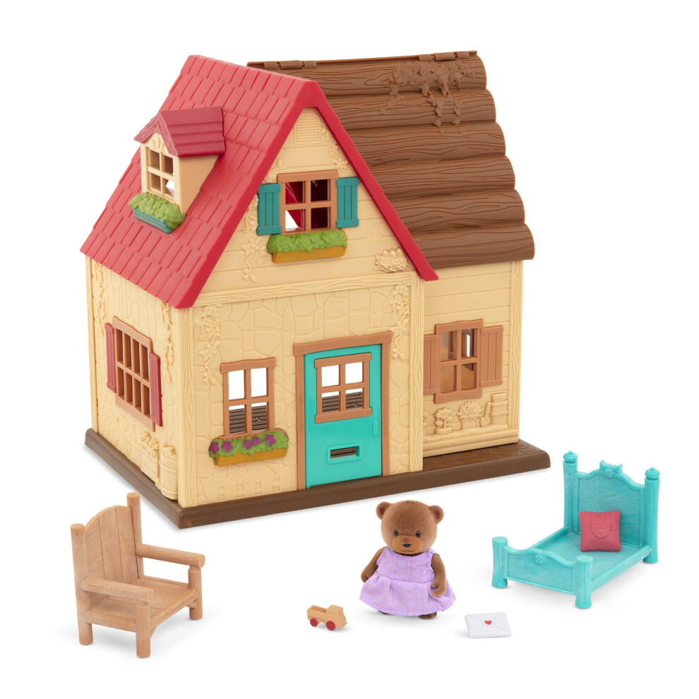Lil Woodzeez - Sunny Acres Country House - Maison de poup   e avec meubles et accessoires - 1 figurine incluse - Jeu de r   le pour les 3 ans et plus